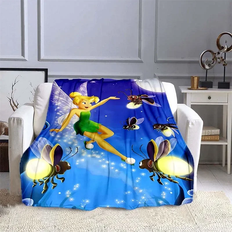 Disney Tinker Bell Blanket Cartoon Disney Quilt Warm Soft Fluffy Kid Adult Sofa Bed Throw Blanket Outdoor Travel Camping Sheet