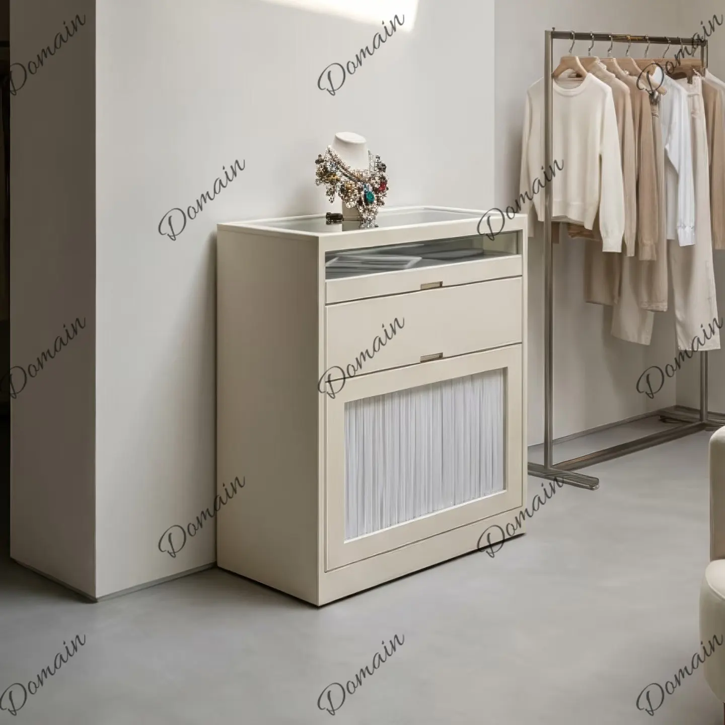 Korean clothing store display cabinet Nakajima cabinet Small bar checkout page Front desk jewelry display cabinet customization