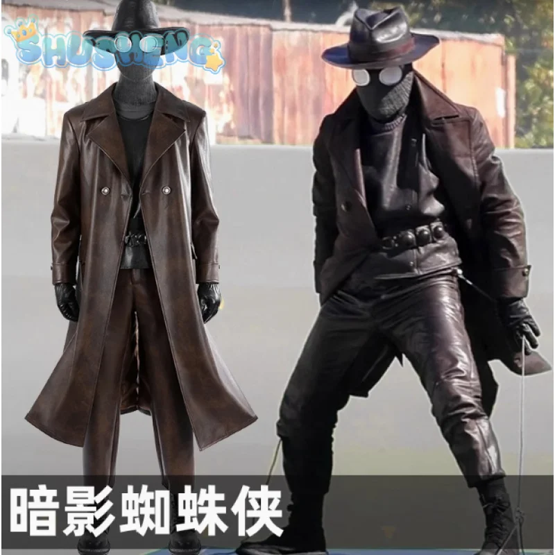 Superhero The Spider Noir Cosplay Costume Shoes Jacket Hat Pants Peter Parker Outfit Halloween Carnival Party Suit Man uniform