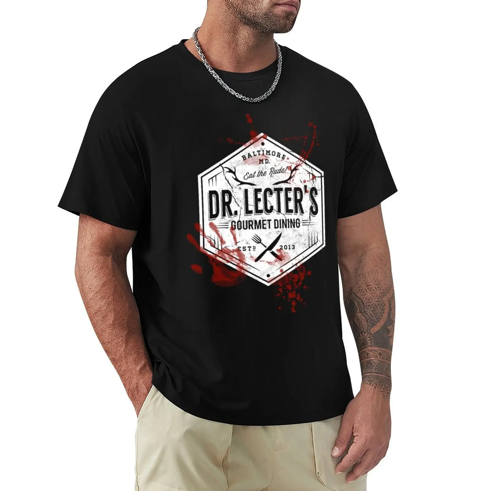 Dr Lecter&x27;s Gourmet Dining - White Version T-Shirt Casual Daily Wear Short Sleeve Top
