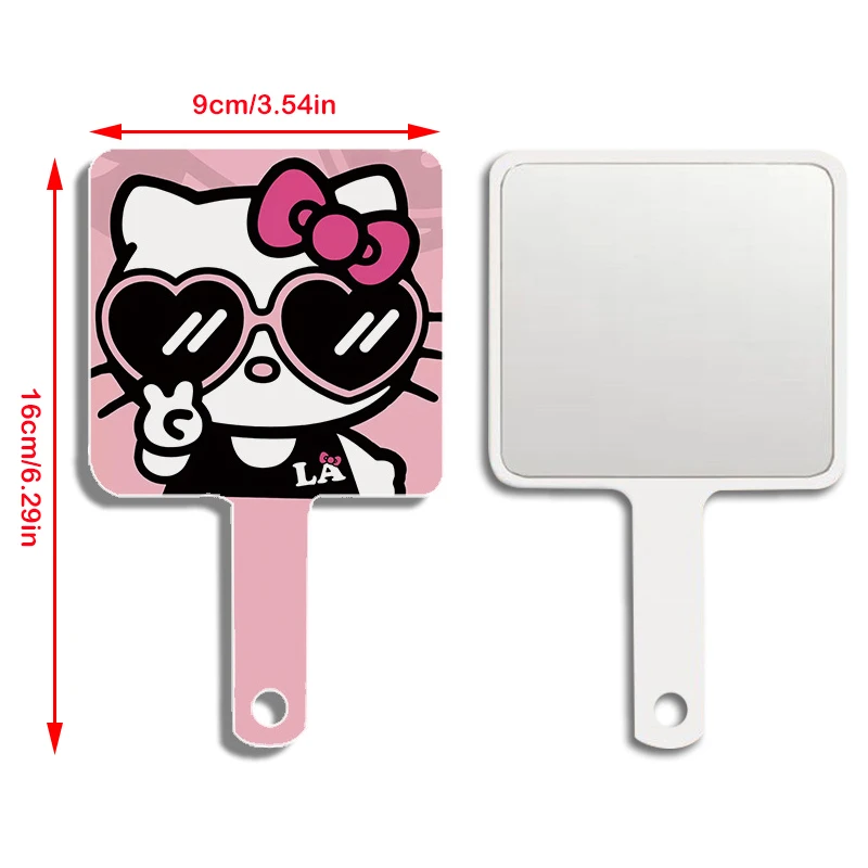 Kawaii Sanrio Anime Handle Mirror Cute Hello Kitty Cartoon High-Looking Portable Mirror Clearness Makeup Mirro Gifts for Girls