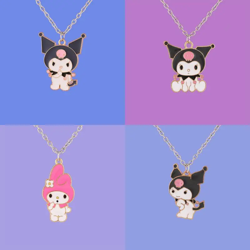 Ins Cute Cartoon Kuromi Melody Personality Sweet Earrings Necklace Fashion Girlfriends Party Accessories