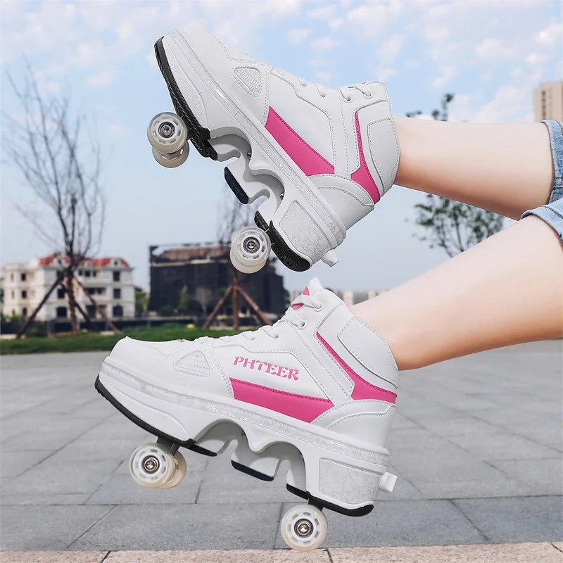 Classic Fashionable Simple Skating Shoes With Two Wheels Suitable For Students' Outdoor Sports And Leisure Activities Skate