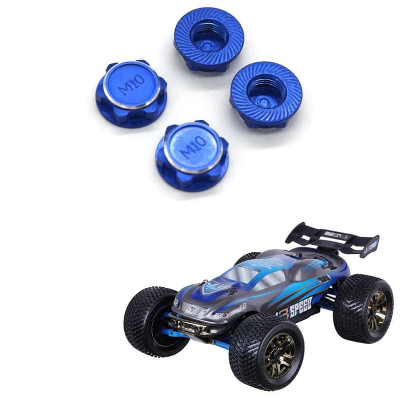 4 pçs 17mm m10 roda de metal encanta porca capa nt002 para jlb racing cheetah 11101 21101 j3 velocidade 1/10 rc carro atualizações peças