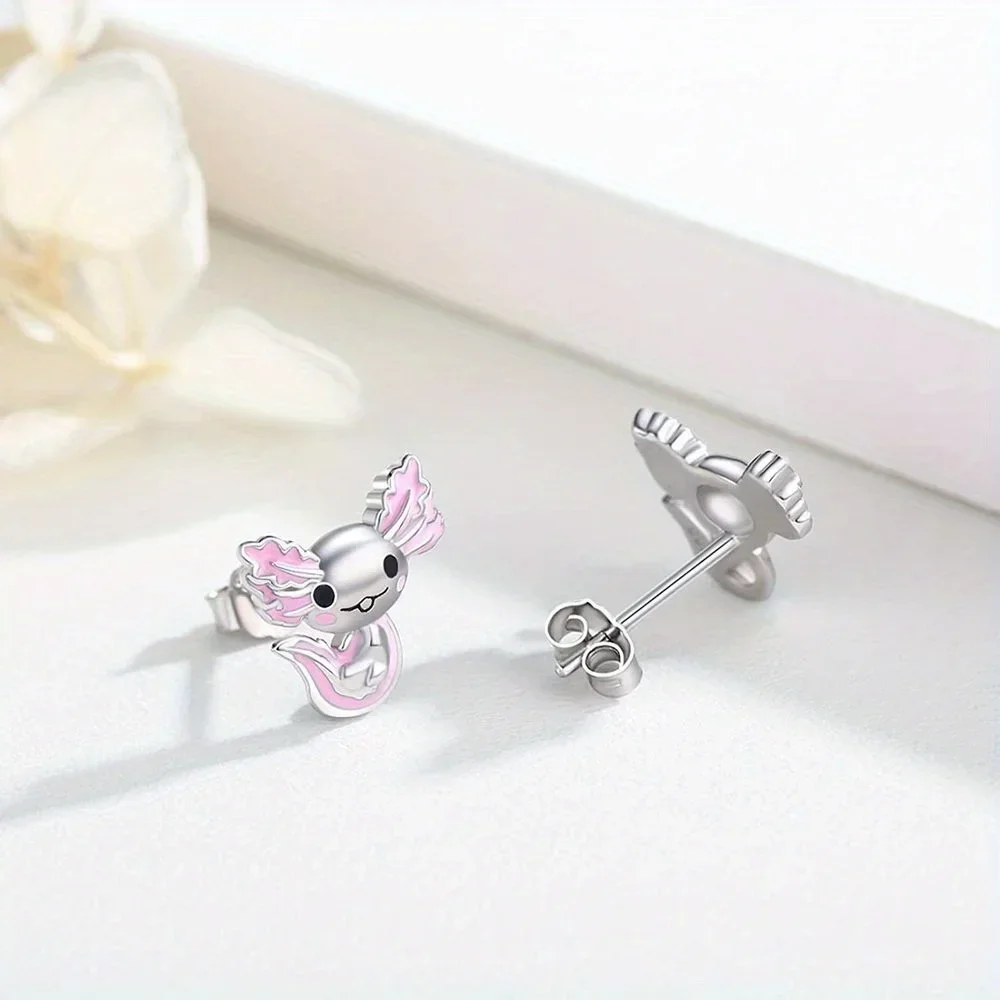 Cute Axolotl Stud Earrings, Birthday Christmas Gift for Women Anniversary Party Gifts, Jewelry, Niche Style Hot List,Bestselling