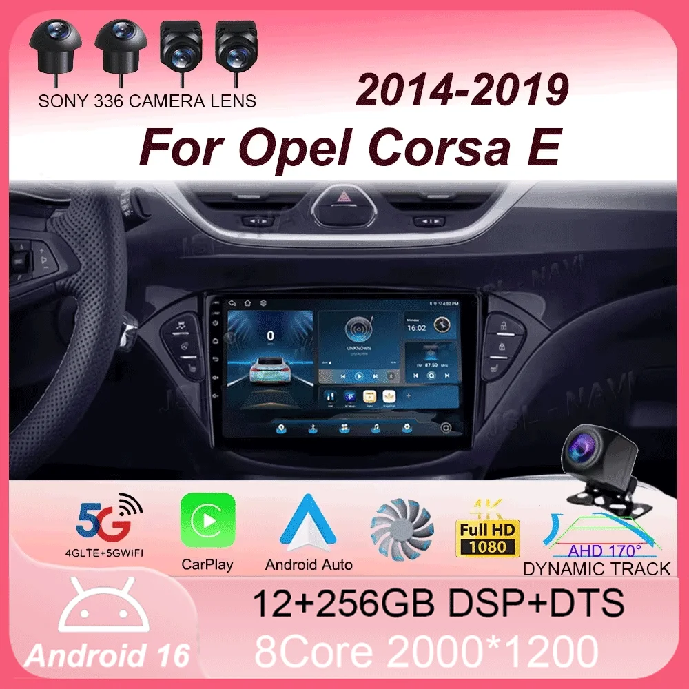 Carplay 2 Din Android 16 Car Radio Audio Multimedia For Opel Corsa E 2014 2015 - 2019 GPS Navigation Auto Stereo Monitor BT WIFI