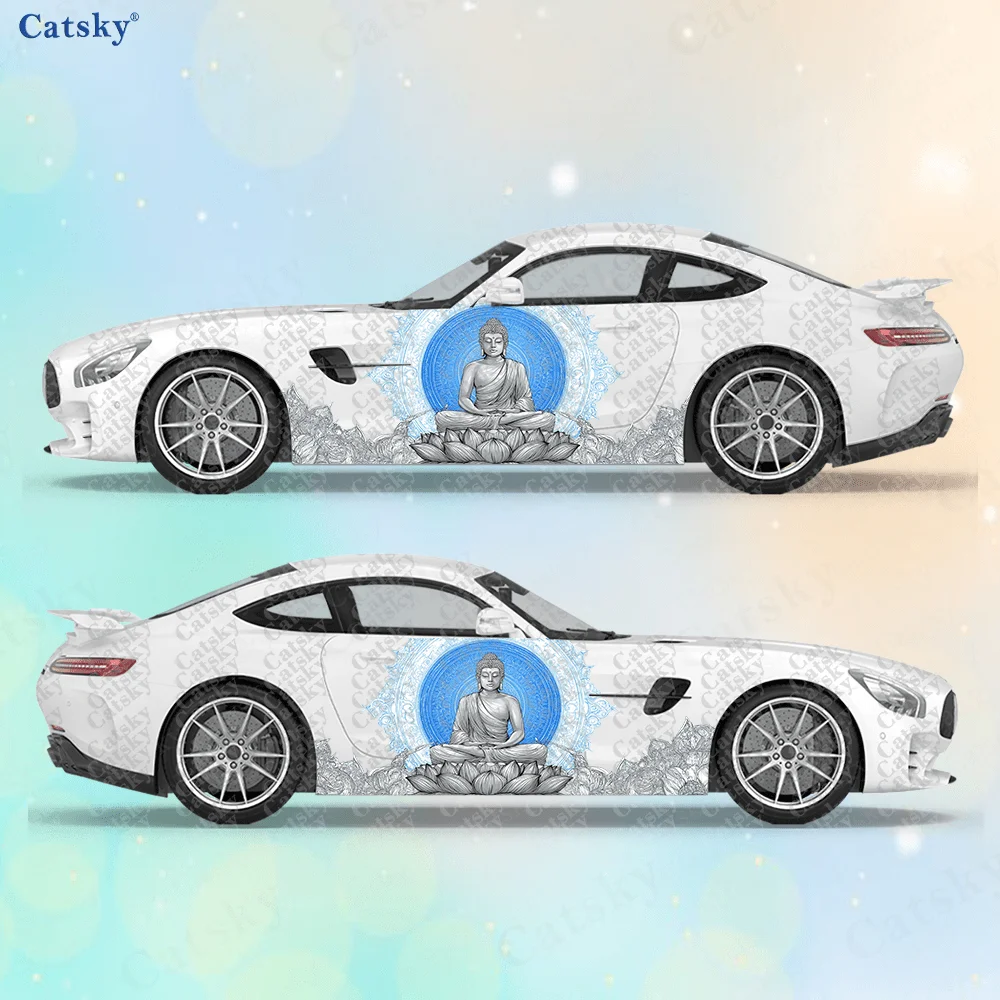 

2pcs Buddha Mandala Splash Sticker, Suitable for Cars and Trucks, Durable, Fade-Resistant, Car Vinyl Decal Packaging
