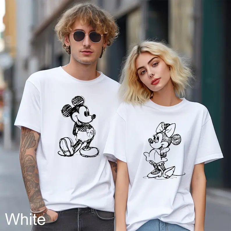 

Mickey and Minnie Shirt Sketch Vintage Mickey Minnie Family Vacation Kids shirts