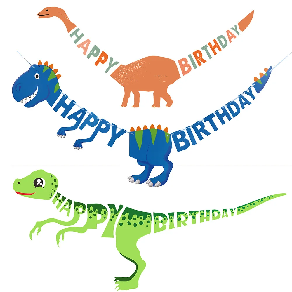 Dinosaur Happy Birthday Garland Banner Roar Dino Party Balloons Jungle Animal Safari 1st Kids Birthday Party Decoration Supplies