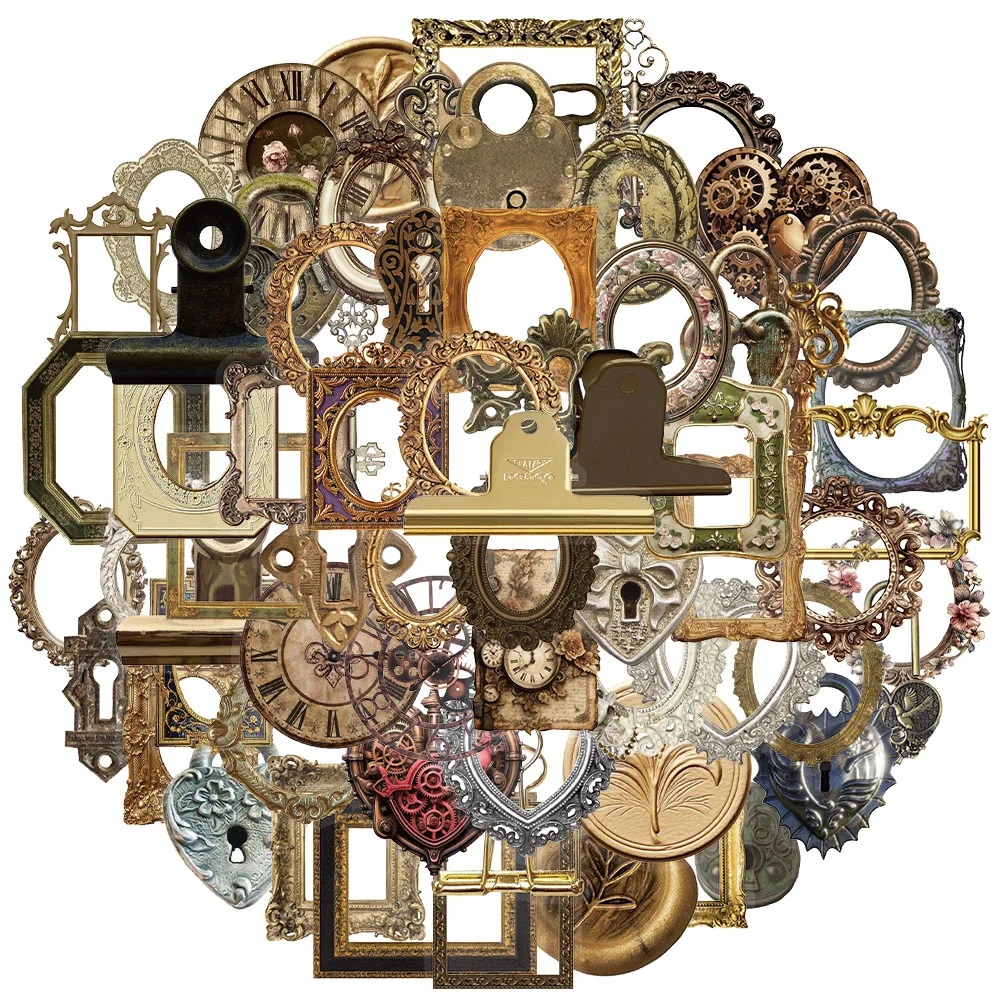 68 قطعة من ملصقات إطار الصورة الإبداعية الرجعية، وديكورات الحسابات، وحافظات الهاتف، وملصقات شخصية للكمبيوتر المحمول #1