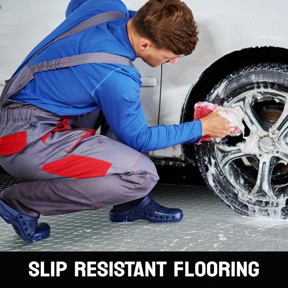 Thickened Diamond Plate PVC Garage Floor Mat, 7.5 x 20 Feet, Ideal for Under Car and Parking Spaces