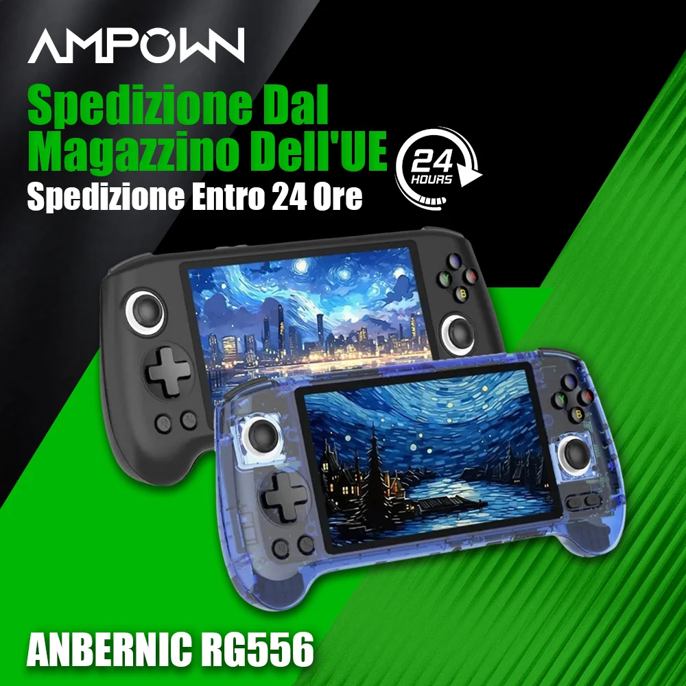 ANBERNIC RG556 Giocatori di giochi portatili Schermo IPS da 5,48' Console di gioco portatili retrò Videogiochi Consolador Spelcomputer Met Giochi