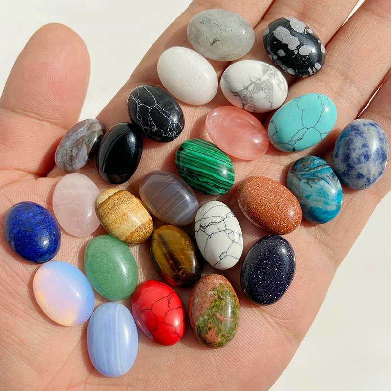 Wholesale 5Pcs/Set Oval Cabochon Beads Natural Stone Gems Cabochon Stone for Jewelry Making DIY Rings Pendant Accessories