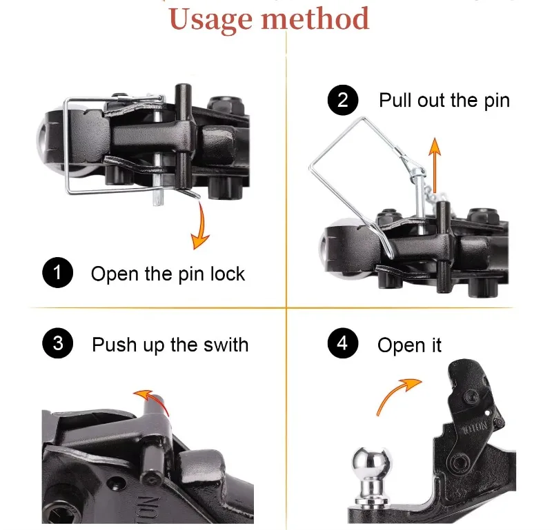 8T Receiver Mount Pintle Hooks Forged Iron Trailer Hitch Hooks 4x4 Accessories With Pin 2-5/16 Inch Ball
