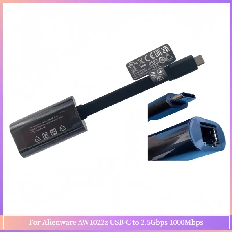 

For Alienware AW1022z USB-C to 2.5Gbps Ethernet Adapter 1000Mbps Dell 07NJ76-BLK00
