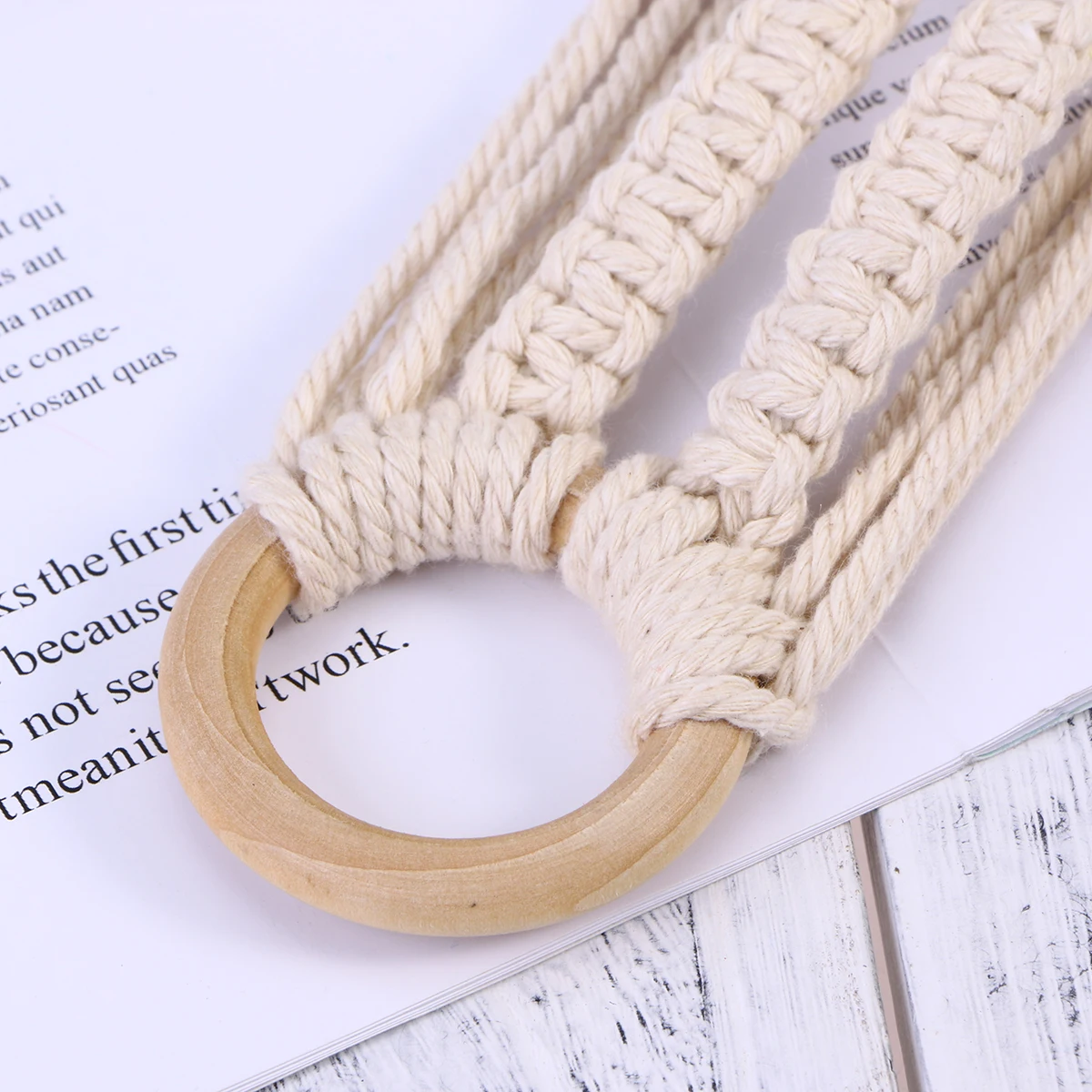 

Cotton Rope Hanging Net Bag Round Double Hanger Plant Hangers Planter Flowerpot