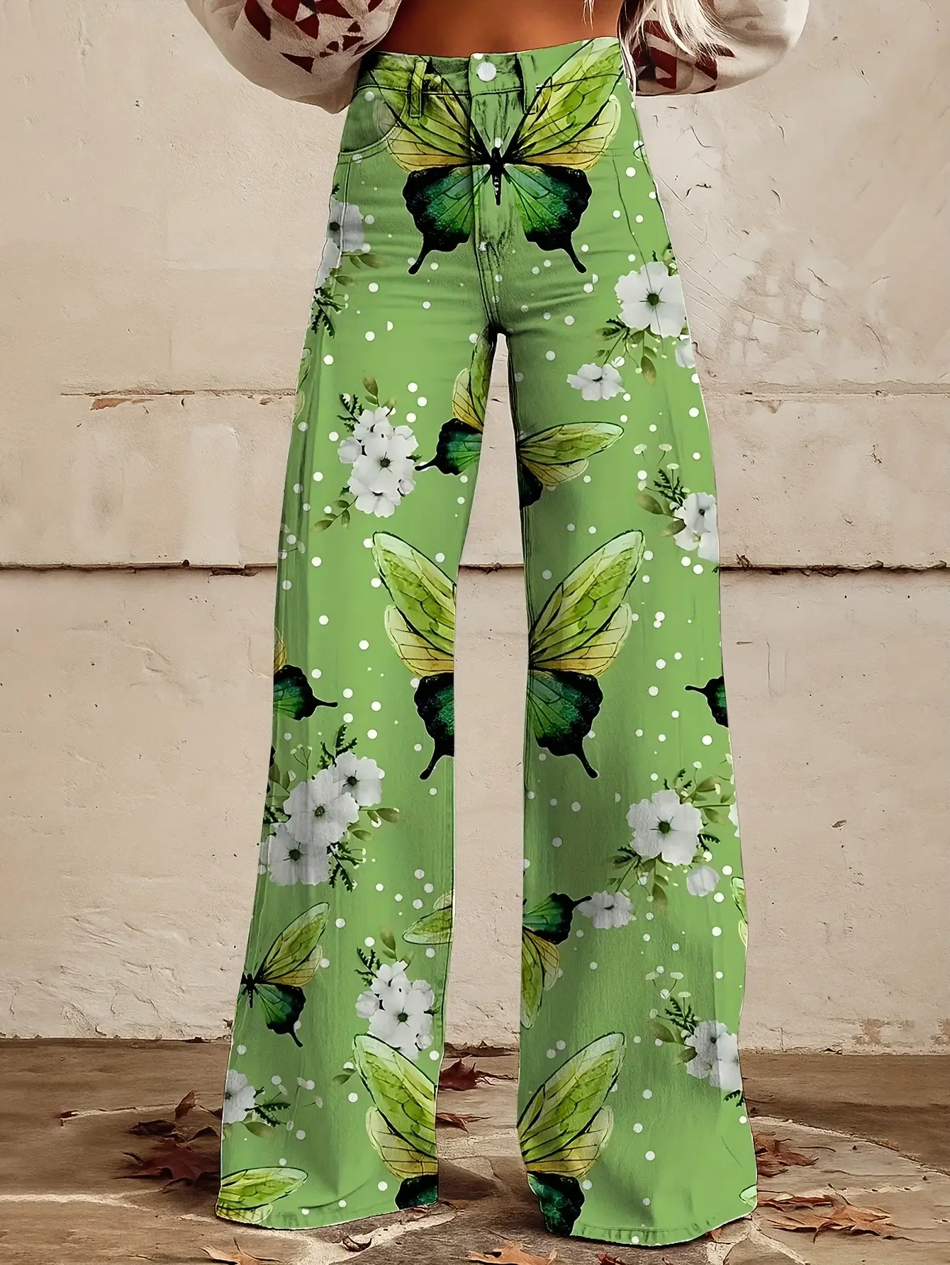  Ladies' casual jeans with a variety of colorful western prints, Retro fashion zebra print loose horn imitation jeans