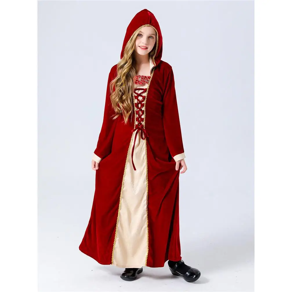 loween Costume de cour pour enfants Vintage jupe longue médiévale robe de spectacle sur scène Ele vêtements ethniques fée T Princ...