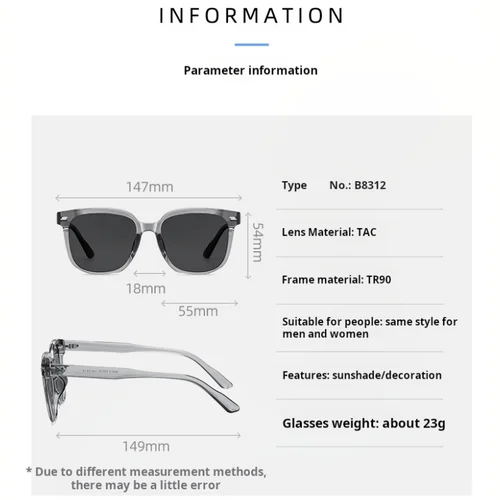 Imagen 2 del producto Gafas de sol polarizadas graduadas para mujer, protección UV400, gafas de sol ópticas progresivas redondas de moda, talla grande para hombre B8312