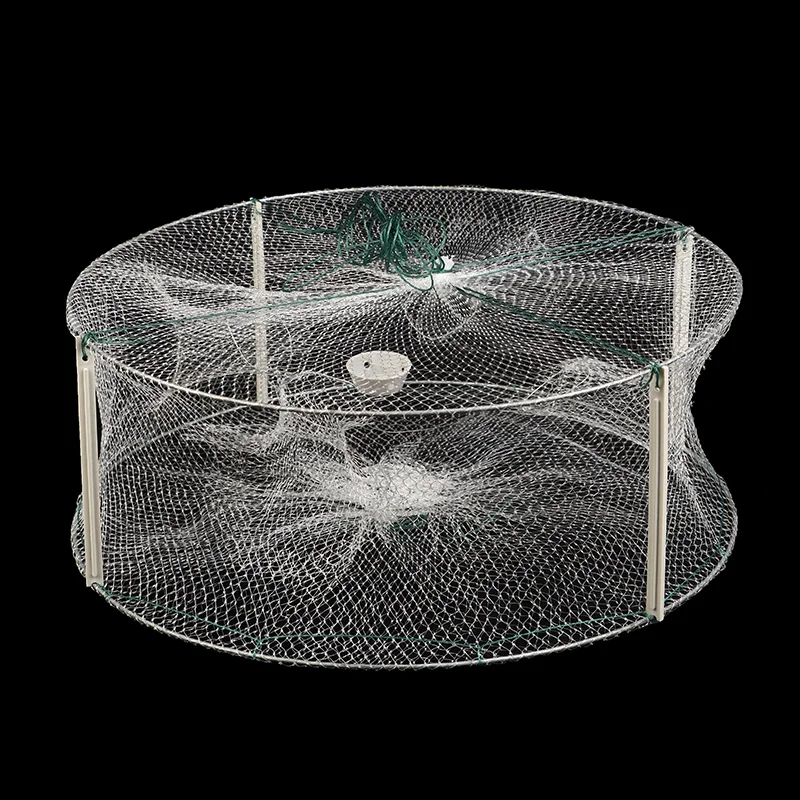 

1Pc 4 Holes Foldable Fishing Shrimp Fish Crab Bait Net Trap Crayfish Lobster Fishnet Cast Dip Cage Fish Trap Cast