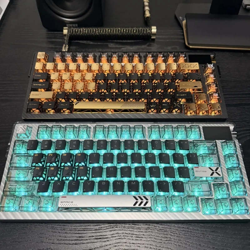 Aluminum Keycap Set Custom Enamel CNC Charcoal Metal Key Caps Cherry Hollow Keycaps Black Gold Keycaps MX Switch Point Key Cap