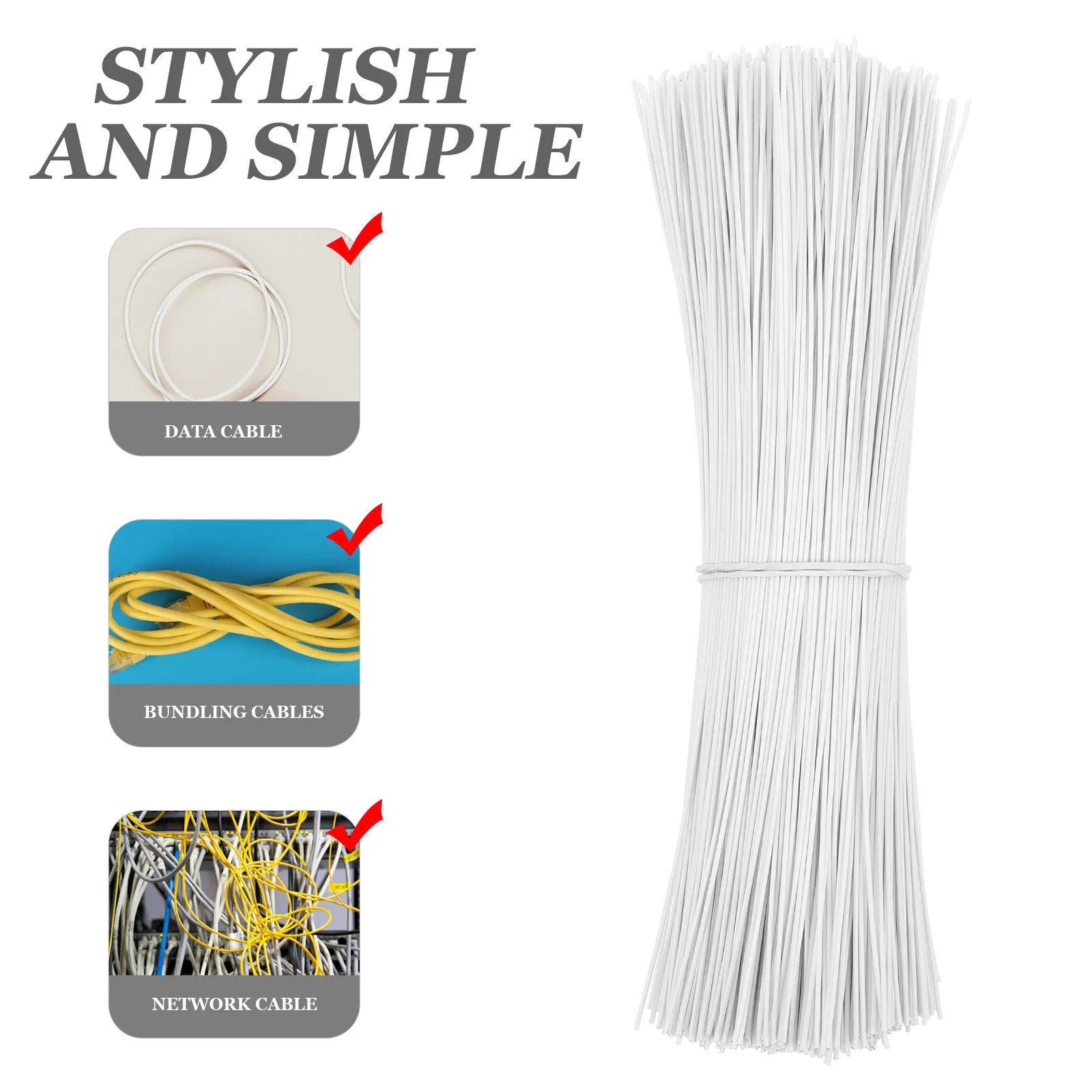 1000Pcs Galvanized Iron Wire Sturdy Rust Resistant for Household Electrical Wire Bundling Grapevine Tying Garden Cable