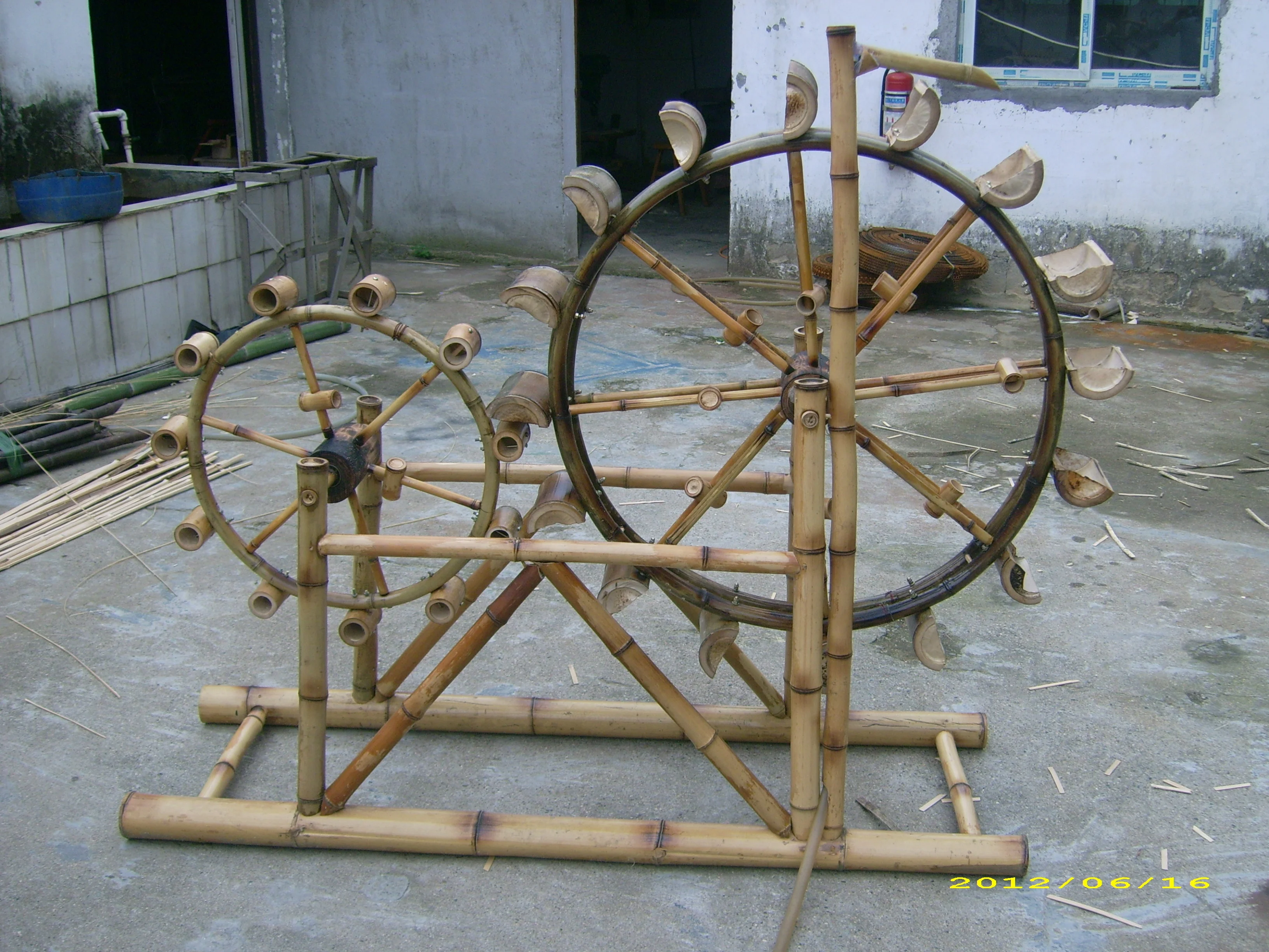 Decorative garden water wheel group, bamboo  function    group