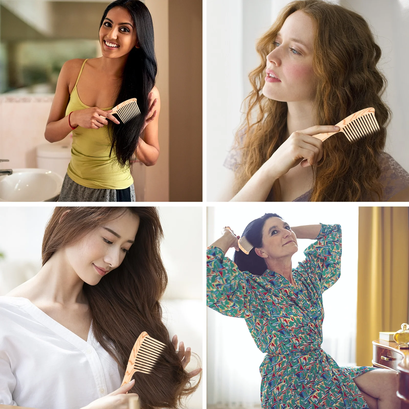 

Расческа для распутывания волос с широкими зубьями, расческа для волос с большими зубьями, гладкие зубы, без тяги, подходит для африканских густых волос