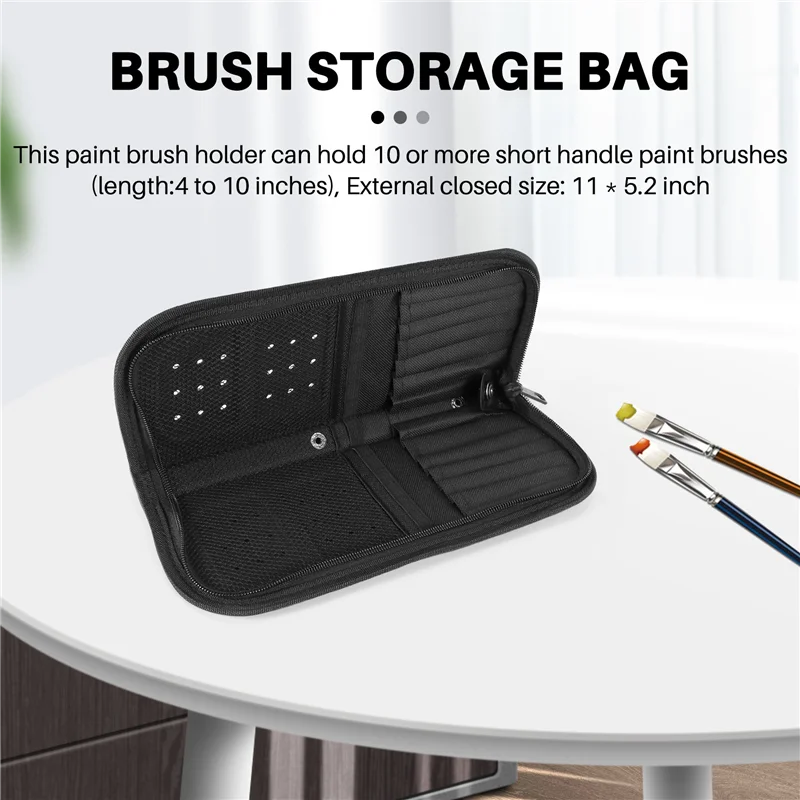 BVBV 29Cm Artist Paint Brush Holder Zippered Brush Case for Oil Acrylic Watercolor Brush Breathable Painting Kit