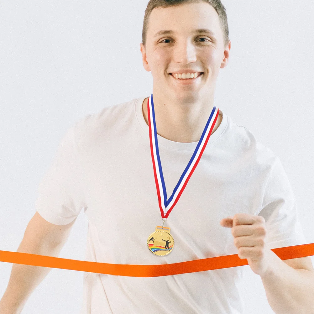 

25Pcs Triangular Medal Lanyards Red White Blue Striped Snap Clip Award Ribbons for Sports Events Competitions Participation Neck