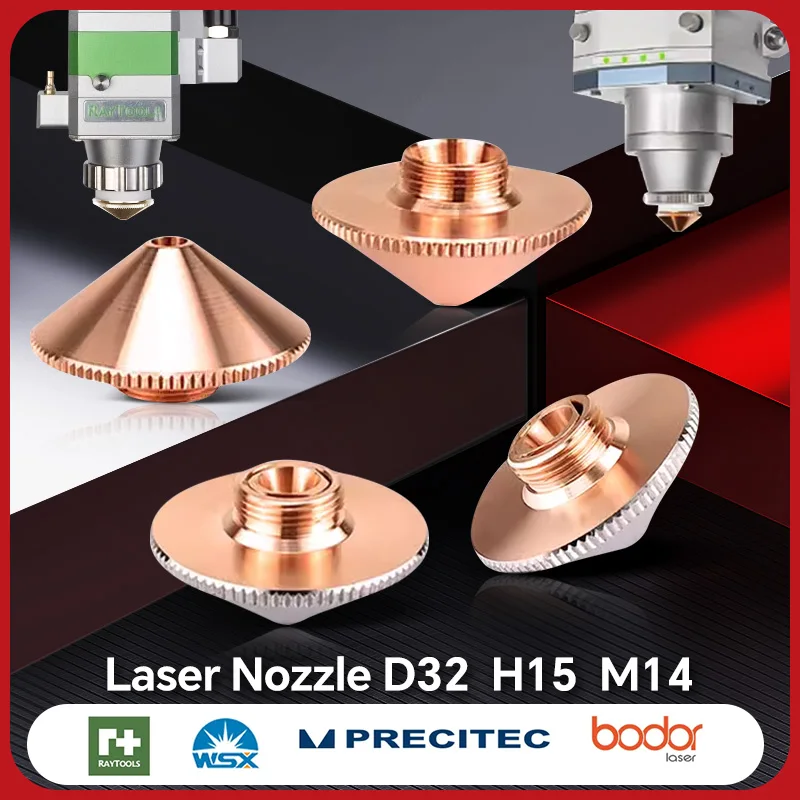 Copper Laser Nozzle to Machine for Cutting D32 H15 M14 Single Double Chrome for Raytools Laser Head BT240 BM114 BM110 Precitec