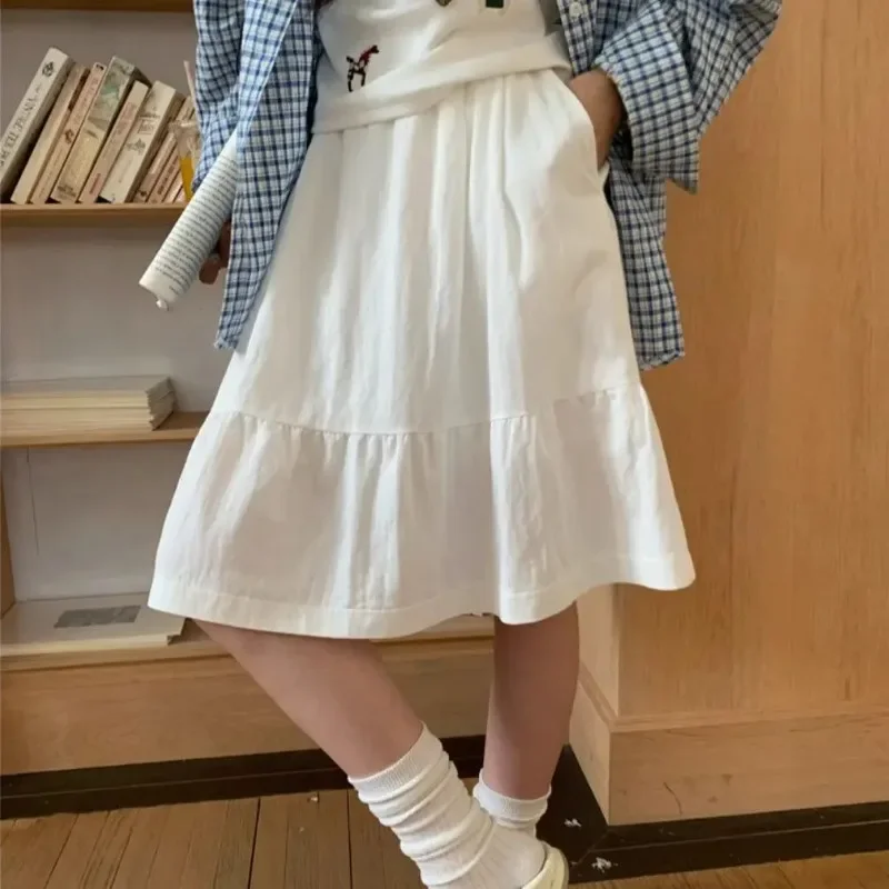 

Women's Spring Summer 2025 New College Style Half Skirt High Waist Umbrella A-line Short Skirt
