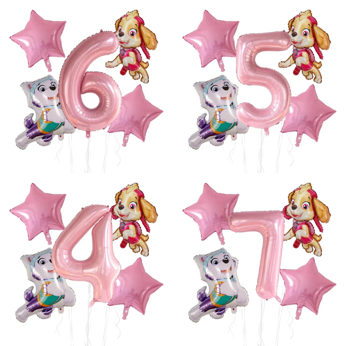 5 Stück Anime Paw Patrol Aluminiumfolienballons Set mit Zahlen für Kindergeburtstag, Partydekoration, Babyparty-Geschenke und Zubehör – Detail 1