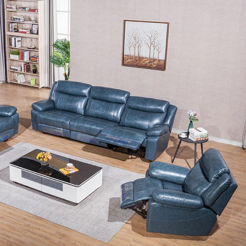 Multi-functional cowhide large living room sofa modern simple first-class reclining cabin sofa