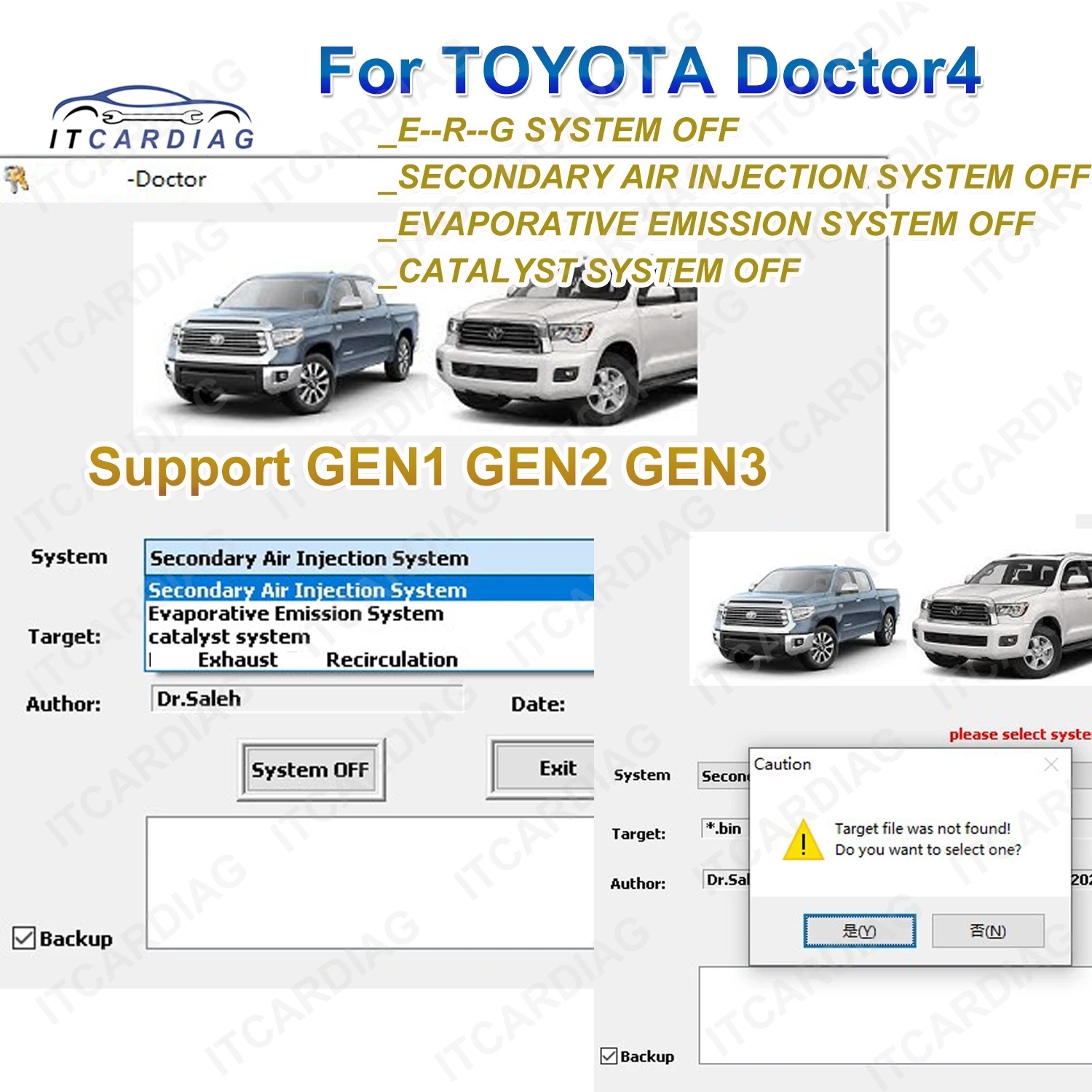 

Для системы TOYOTA-Doctor4 поддержка SECONDARY AIR INJECTION/CATALYST SYSTEM OFF Поддержка GEN1 GEN2 GEN3 для Toyota