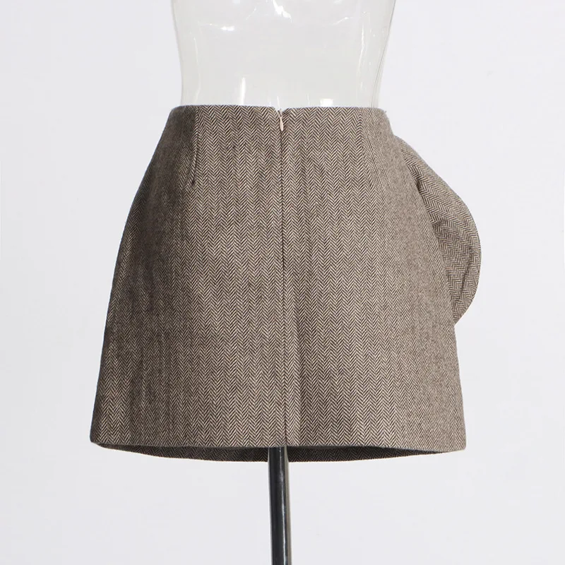 Hksh 2026 primavera verão novas mulheres saia curta a linha cor sólida tridimensional flor versátil chique ins saias sexy hk17851