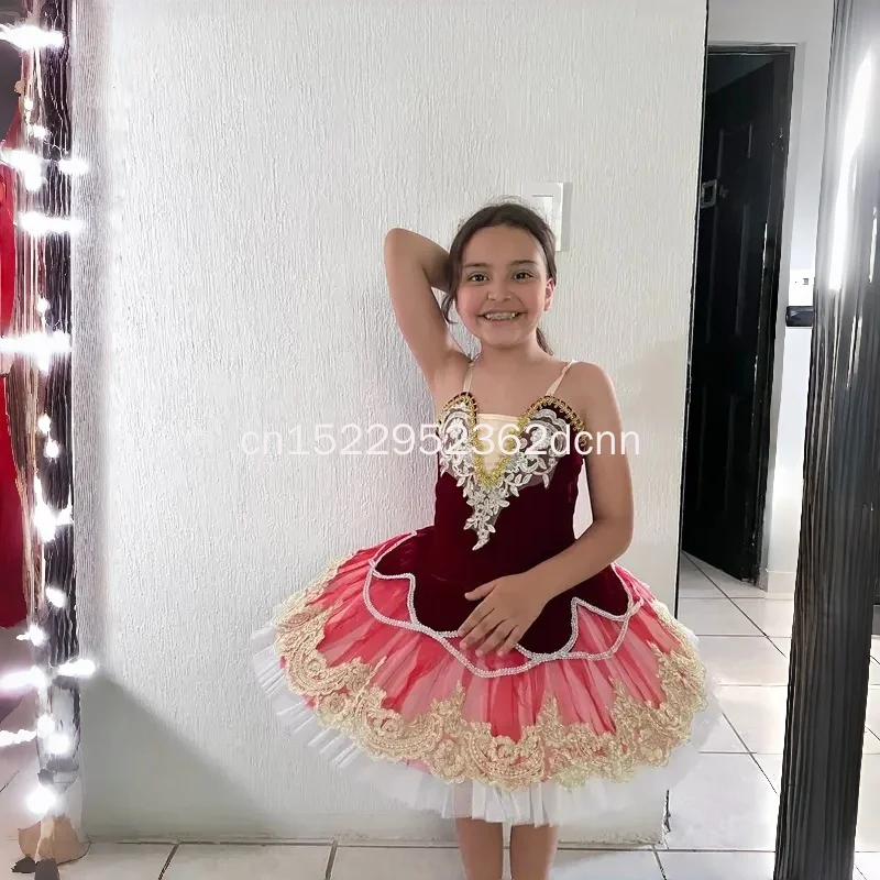 Robe Tutu de Ballet professionnelle rouge pour enfants et adultes, Costume de danse de ballerine classique, plateau de crêpes, robe de soirée pour femmes et filles