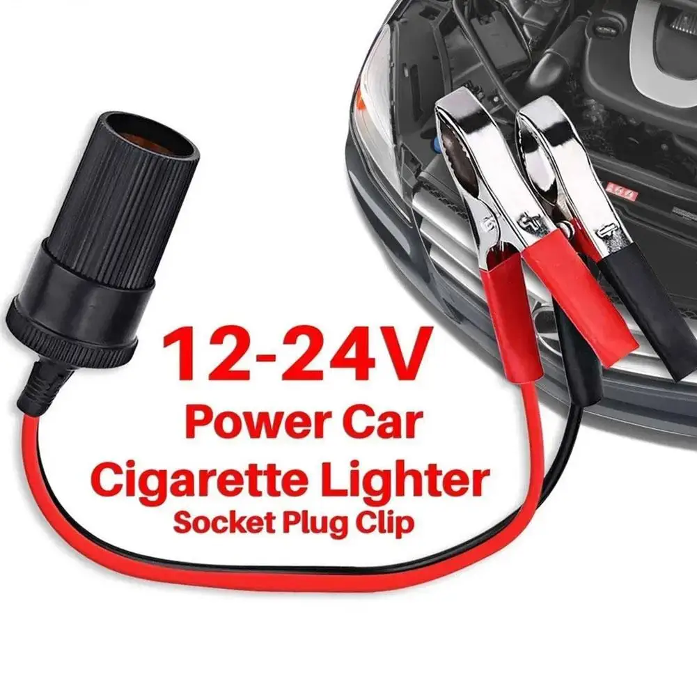 12V 24V High-Power Car Cigarette Lighter Socket Battery Alligator Crocodile Clip Connector Extension Cable Adapter Socket Tools
