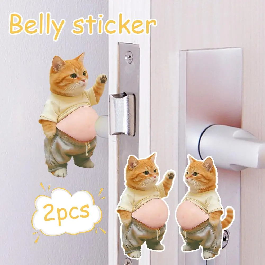 2pcs 3D Big Belly Silicone Decor Stickers Playful TouchSqueeze Toy for Car Door Phone Case Impact Protection Sticker