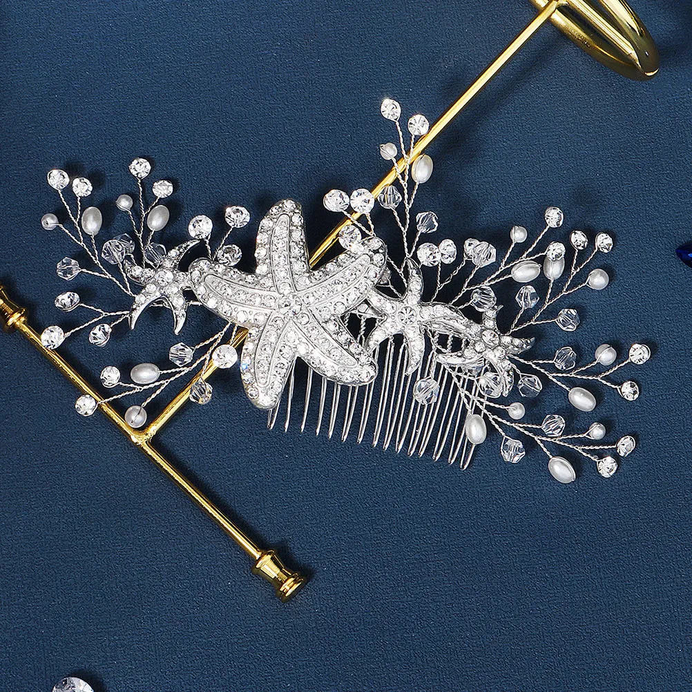 

Изысканная заколка-гребень для волос со звездами и жемчугом, свадебные аксессуары для женщин, декоративные гребни для волос, для вечеринок, косплея, фестивалей
