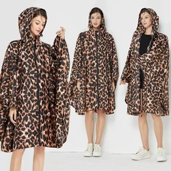 Leopard Print Raincoats for Women, Waterproof Rainwear for Female Trench Poncho, Cloak Rain Coat Chubasqueros Mujer