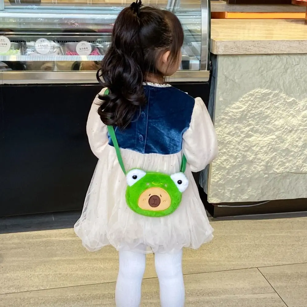 Пушистая большая вместительная сумка через плечо с изображением капибары, сумка через плечо с мультяшными животными на молнии и животными, портативный кошелек из полипропилена с хлопковой лягушкой для родителей