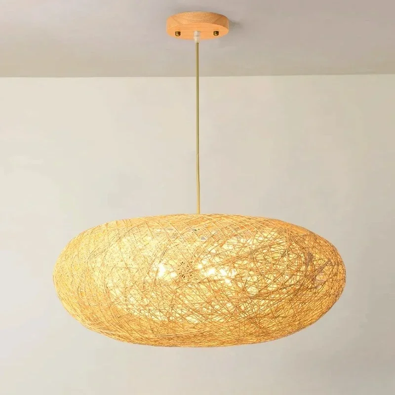 Hand woven rattan lamp, bed and breakfast tea room restaurant chandelier