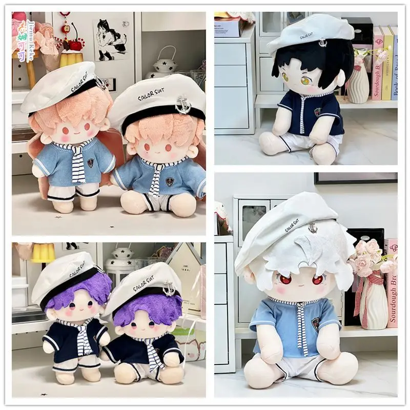 

10/15/20/40cm Cotton Doll Clothes Blues Navy Uniform Summer Set