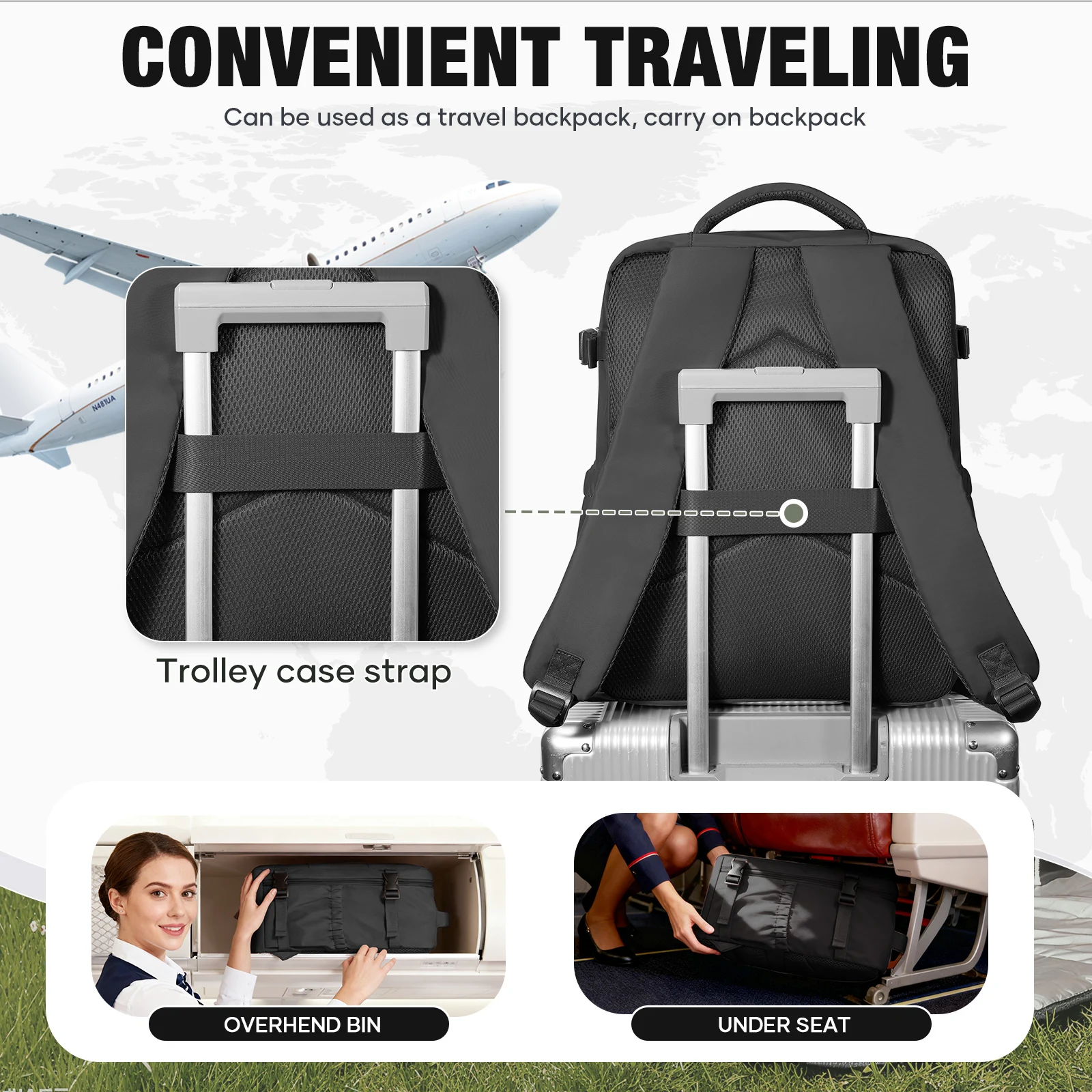 حقيبة الظهر السفر 40x20x30 Ryanair حقيبة لابتوب الموضة المرأة مقاوم للماء على ظهره المقصورة حقيبة حمل على حقيبة ظهر للكمبيوتر المحمول حقيبة مدرسية #6