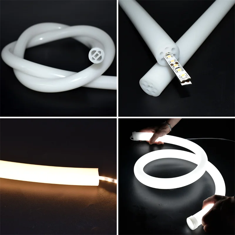 Round Neon Flexible Silicone Tube 360 Luminous LED Light Strip IP67 Waterproof Outdoor Lighting for Garden Yard Landscape Lamps