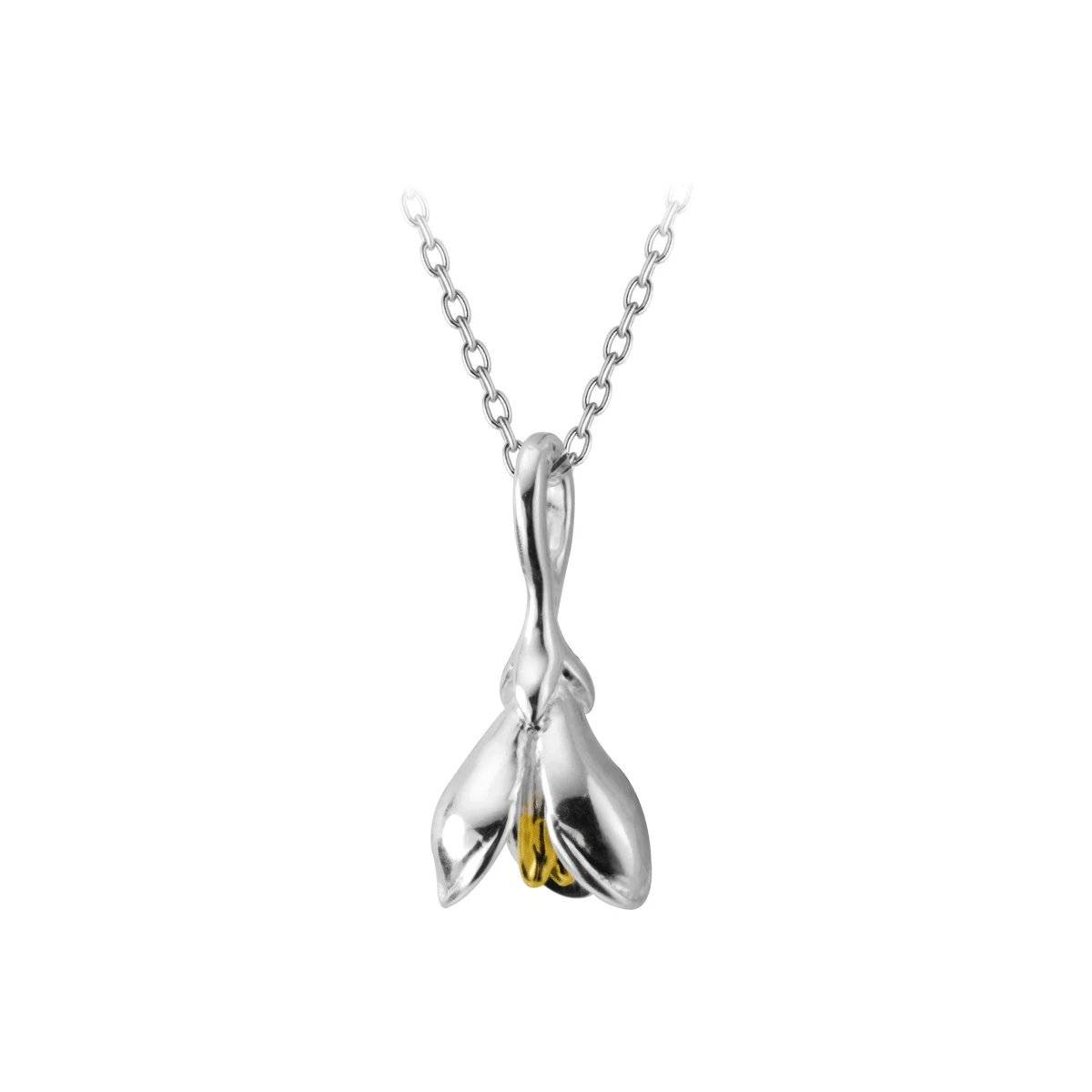 Modian New Simple Blooming Magnolia Flower Pendant Necklace for Women Adjustable Sterling Silver 925 Flora Necklace Fine Jewelry