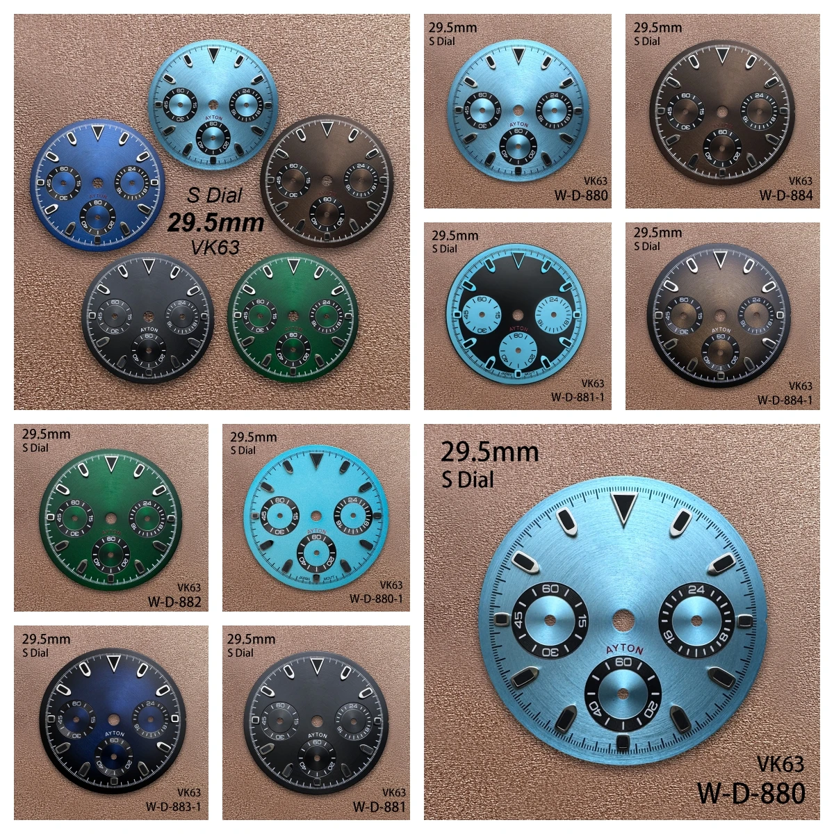 

29.5mm S Logo DTN Panda Dial Suitable For VK63 Movement Green Luminous CD Pattern Quality Watch Modification Accessories