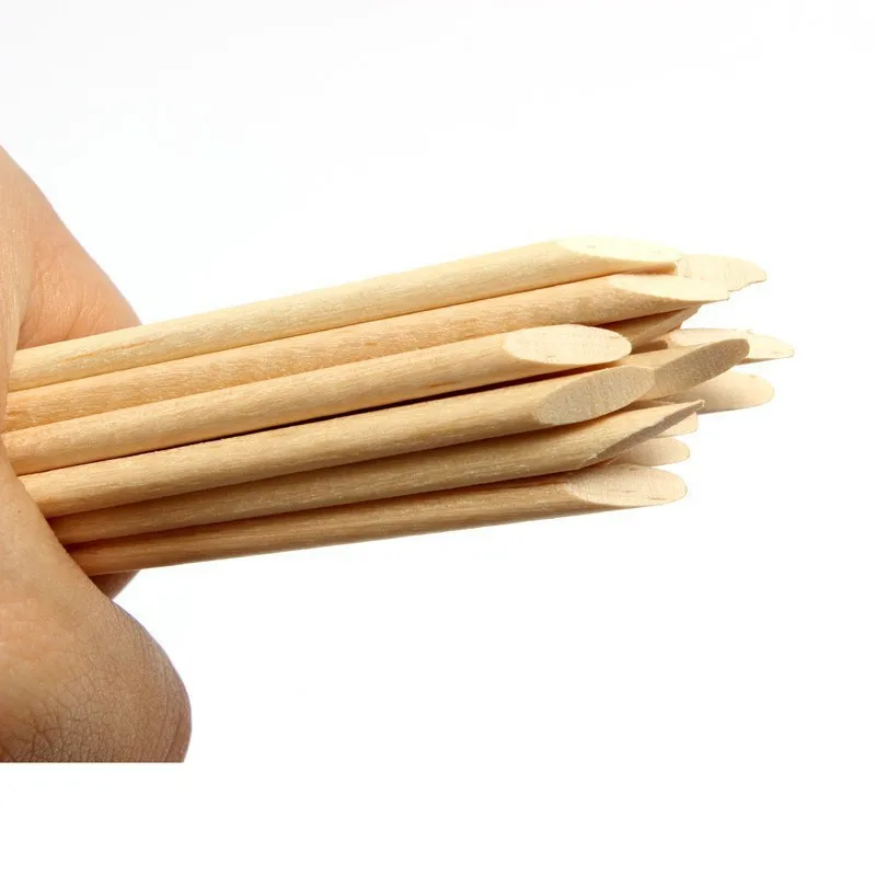 Nail Art Manicure Pedicure Care 100/50Pcs Orange Wood Nail Sticks Double Sided Cuticle Pusher Remover Rhinestones Dotting Tools