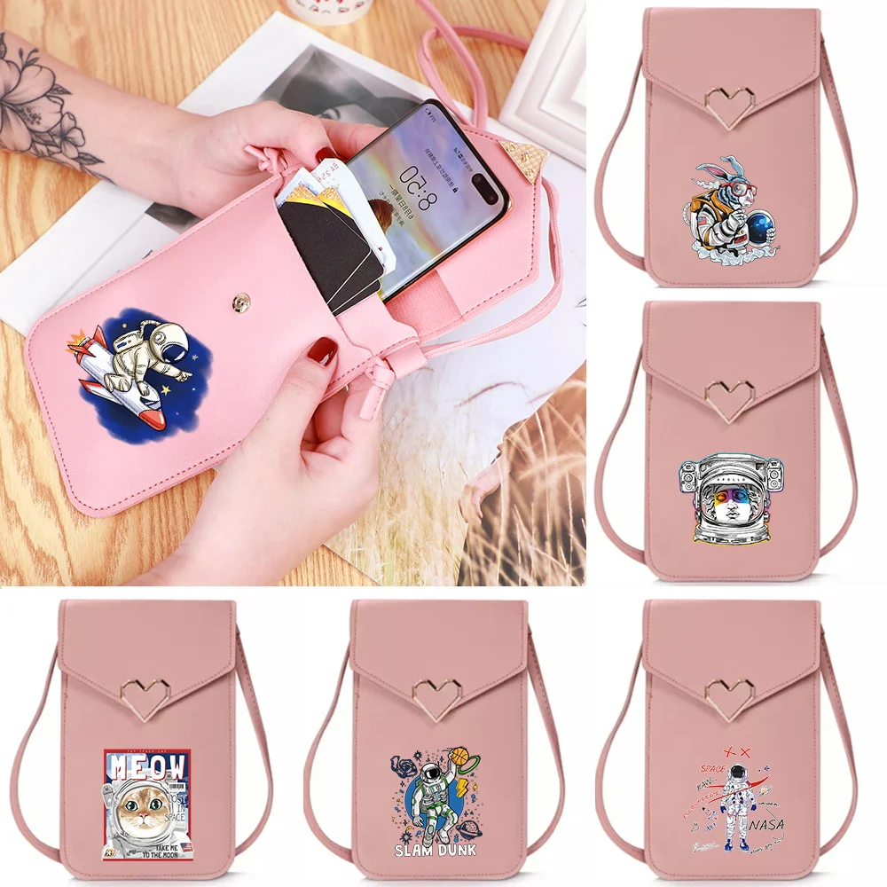 

New Mobile Phone Bag Universal Transparent Touch Screen Astronaut Series Double Layer Phone Case Wallets Shopping Crossbody Bag